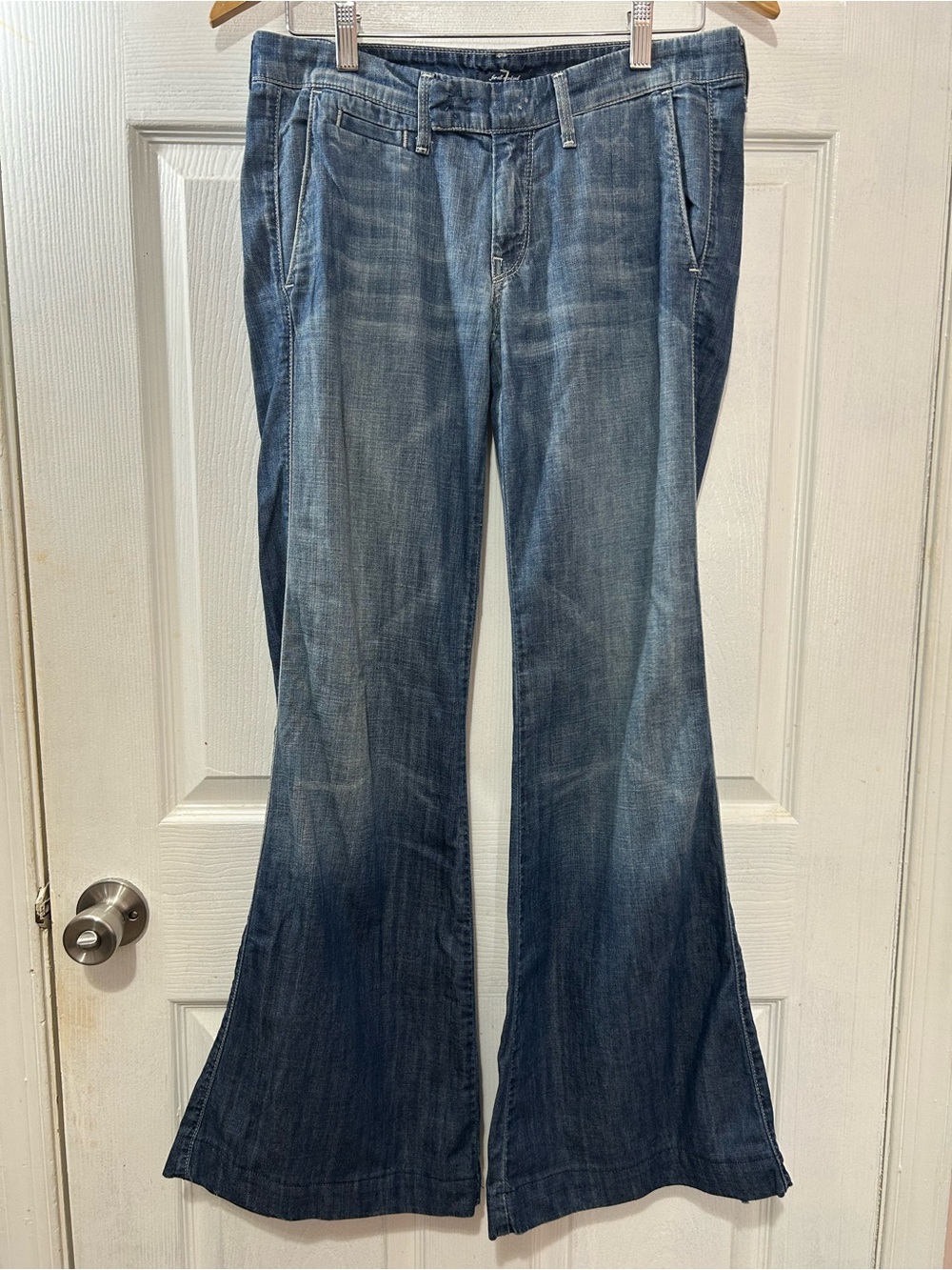 7 For All Mankind Trouser Flare Jeans Women’s Size 27 Dark Wash Denim USA Made